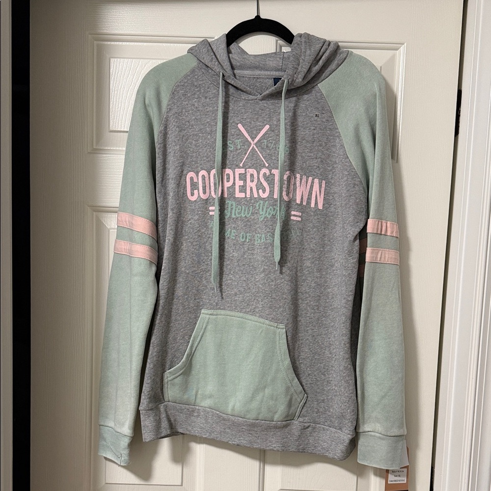 2/$10 SALE - MV Sport Gray and Green Cooperstown NY Hoodie